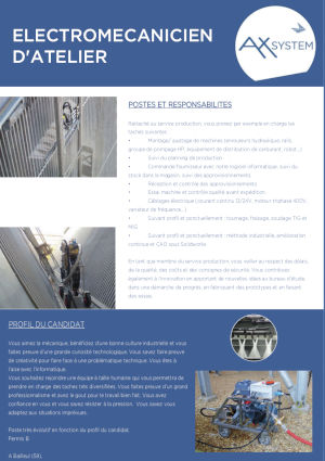 Offre d’emploi atelier à Bailleul (59)